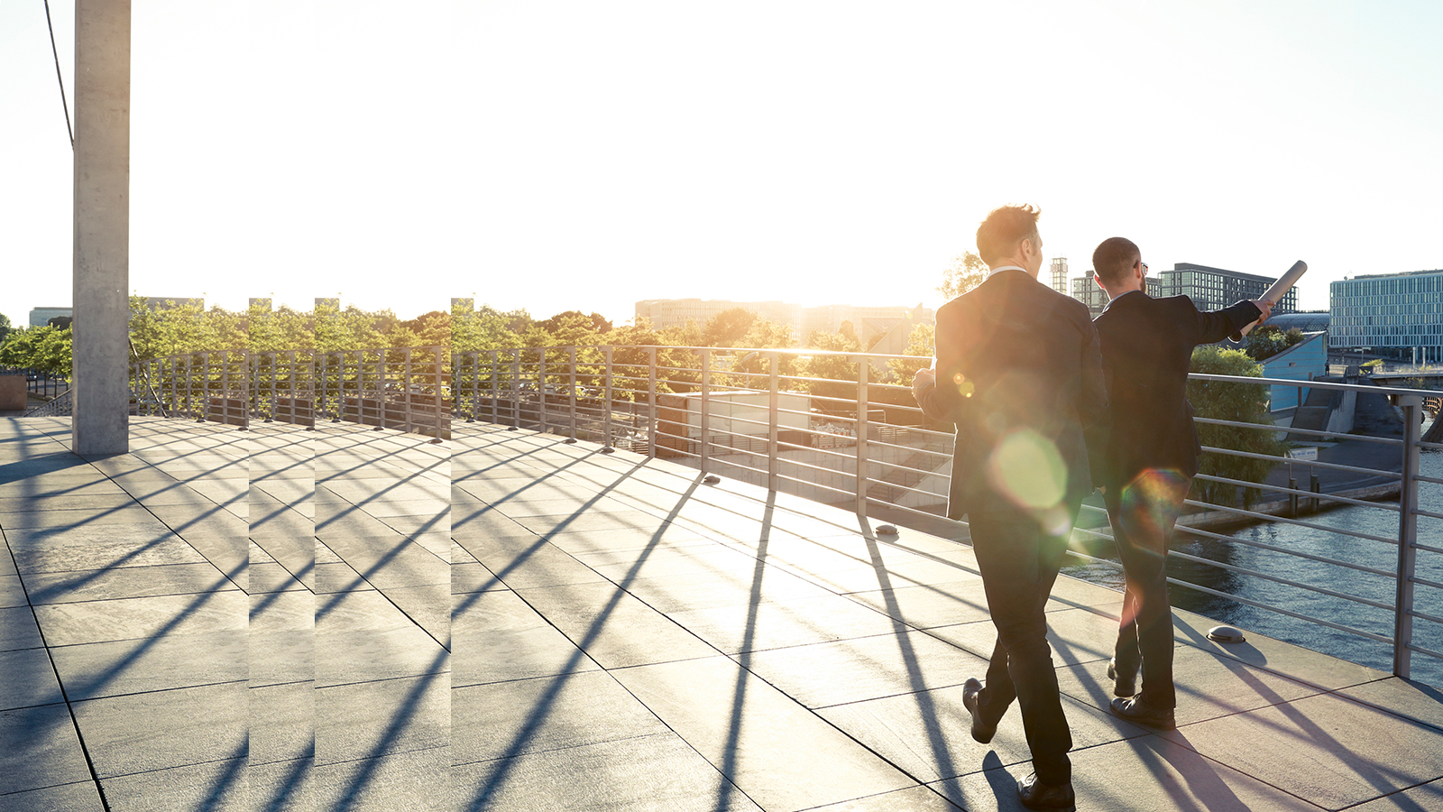 two businessmen walking