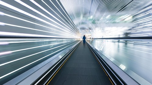 Horizontal escalator airport