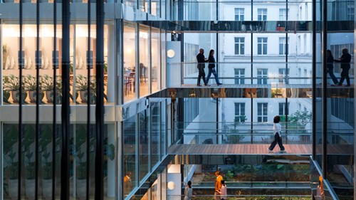 Modern building in Paris pulsed