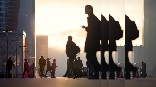 urban commuters in the morning