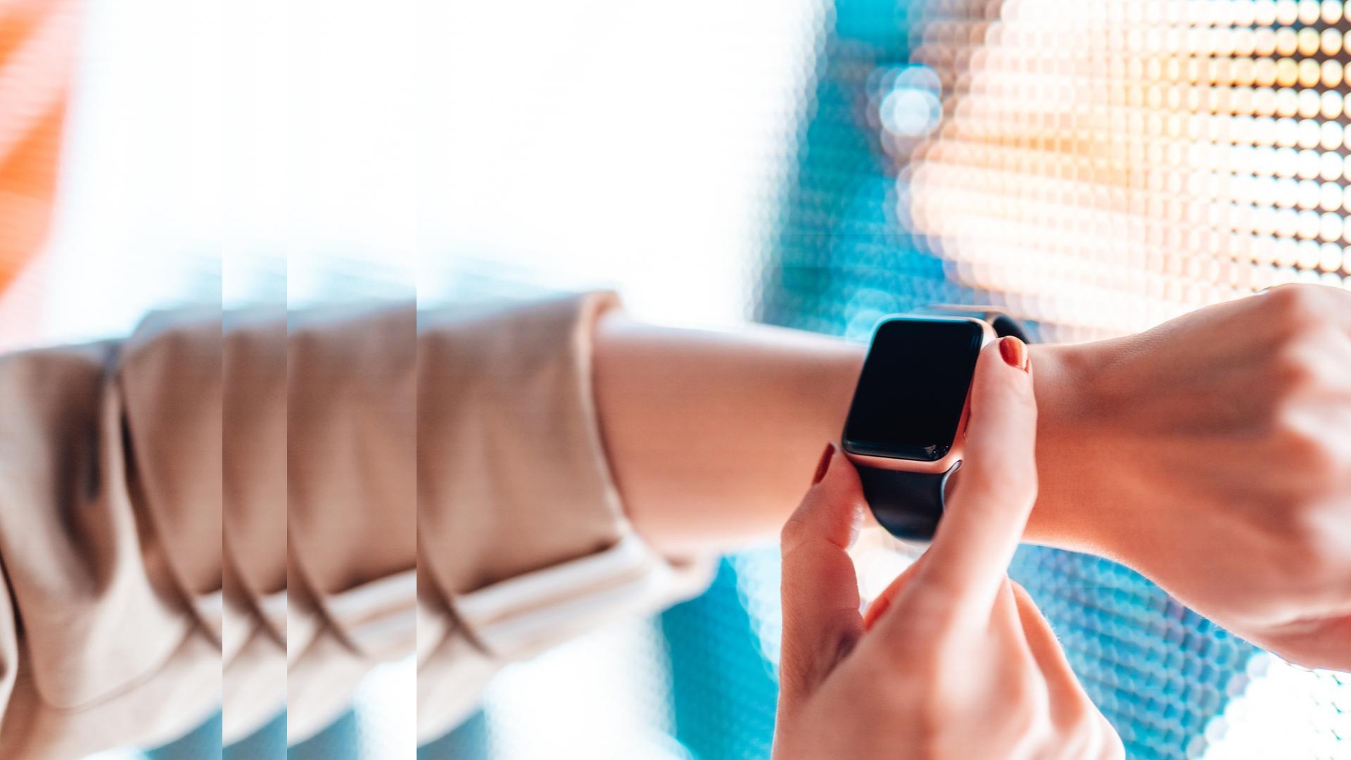 Smart watch against display with pulse