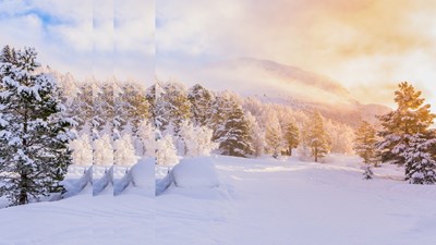 winter landscape with sunrise pulsed