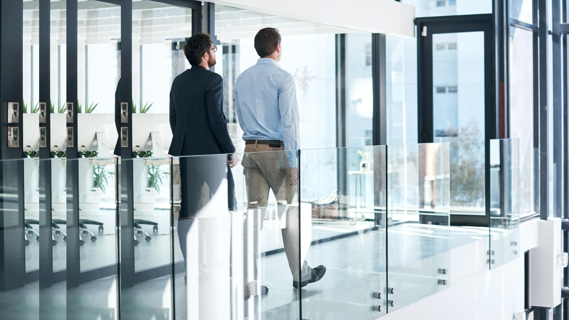 business men in modern office with pulse