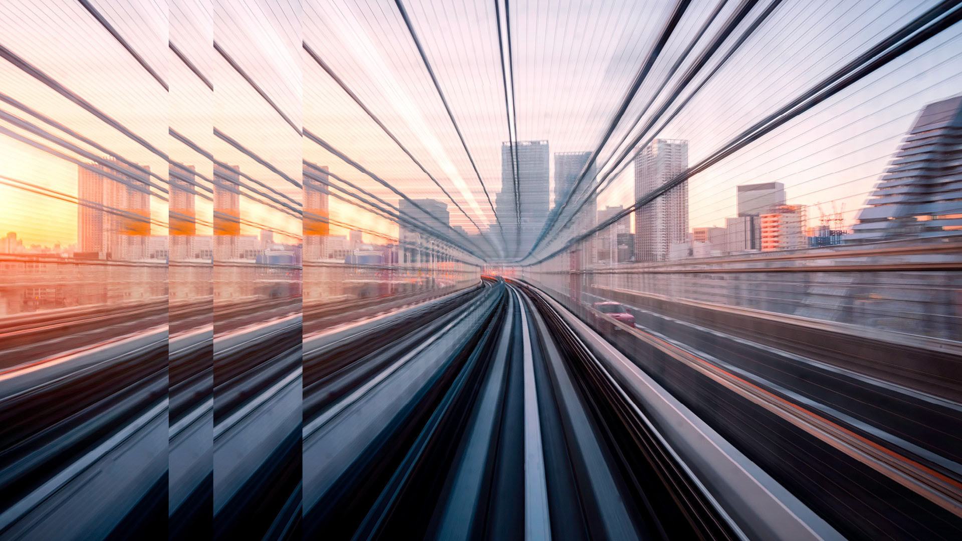 Train route with city in background smart cities