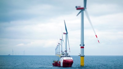 wind turbine offshore worker boat sea