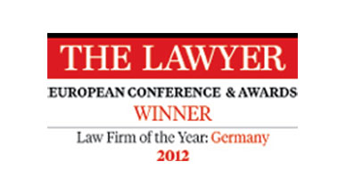 The Lawyer European Conference & Awards - Winner: Law Firm of the Year Germany 2012