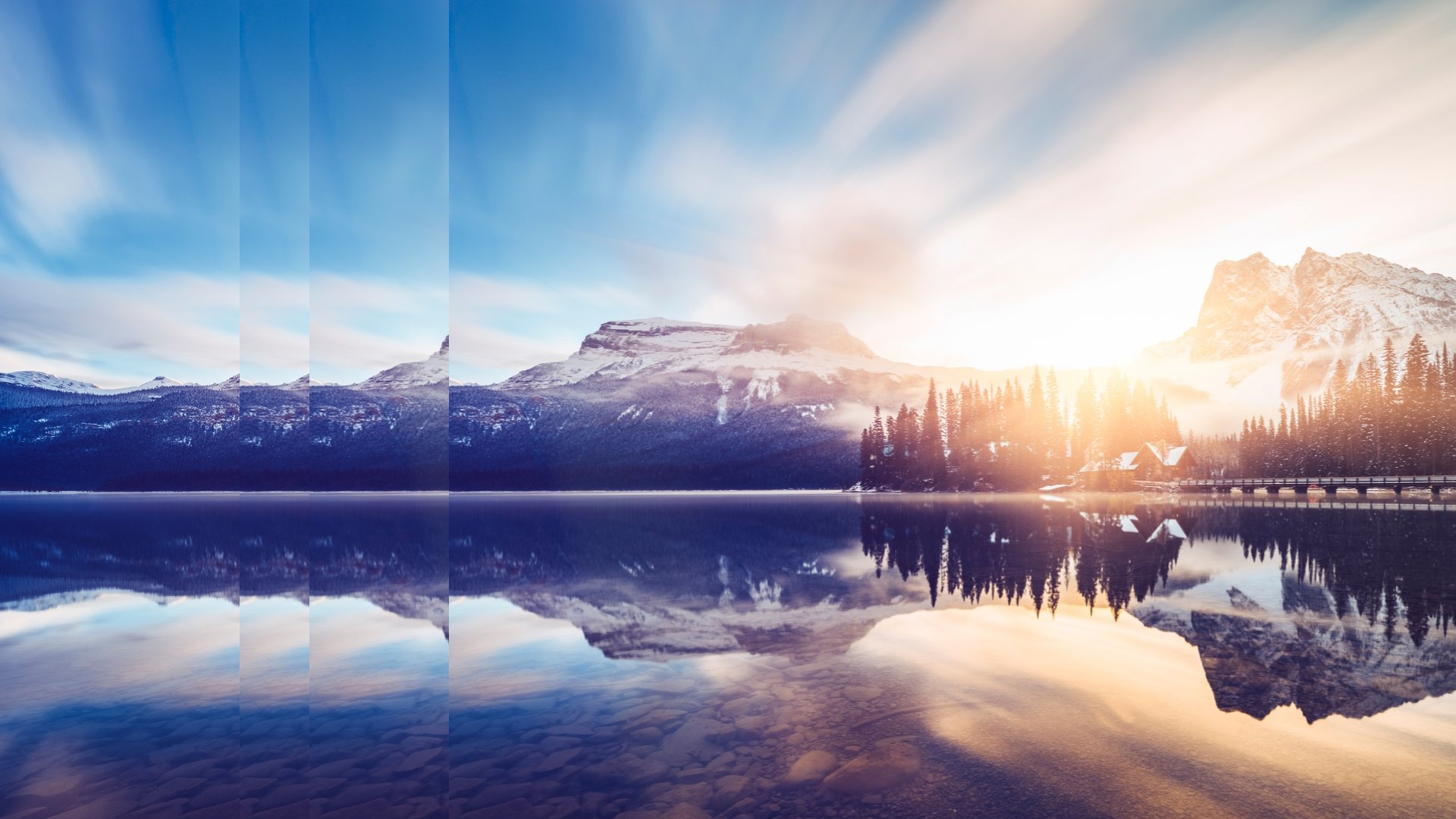 Nature with lake and mountains pulsed