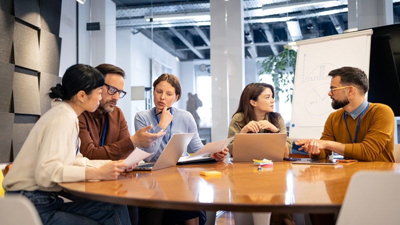 Business professionals discussing