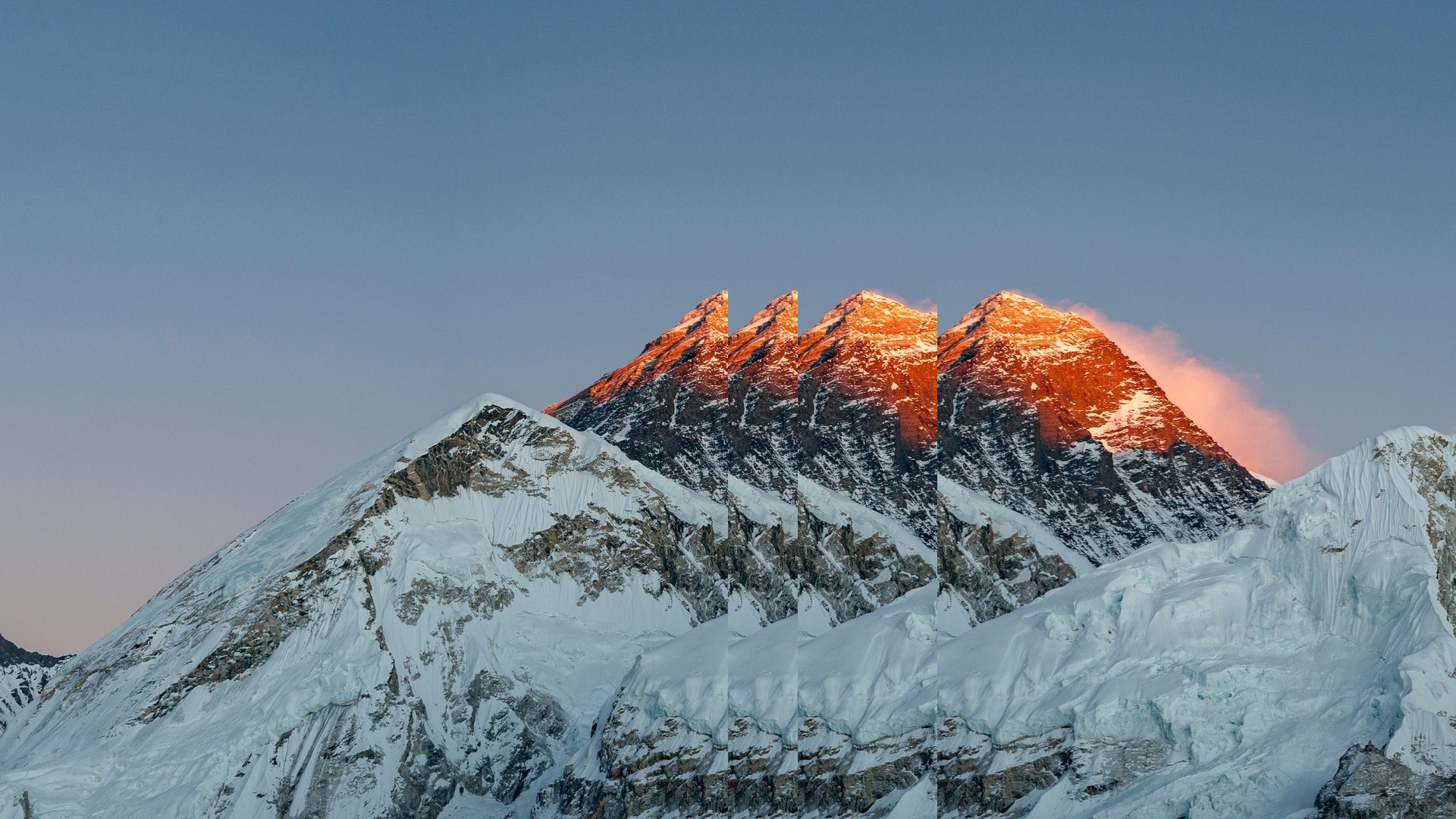 Mountain peak with sunlight pulsed