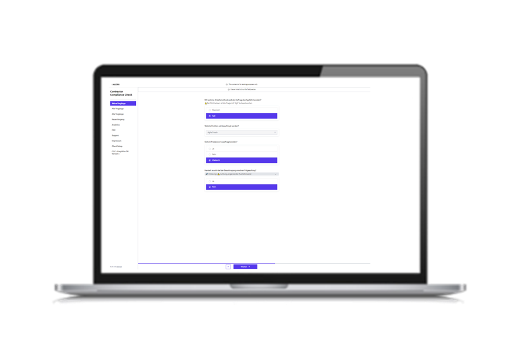 Contractor Compliance Check Bewertung in Echtzeit