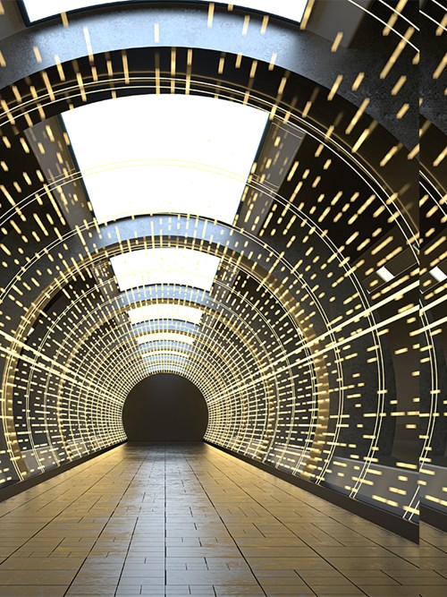 Tunnel with neon lights