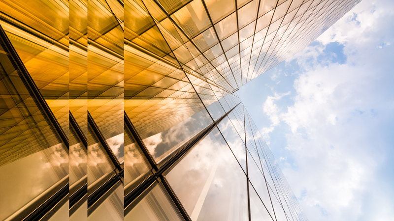 Yellow glass building
