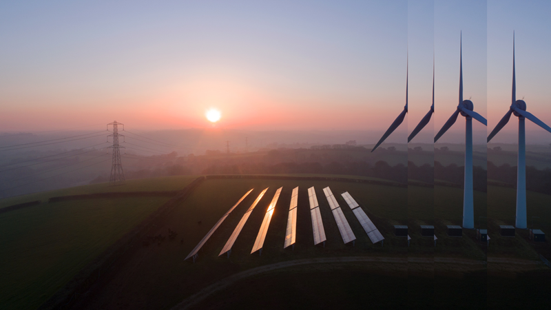 Solar panels wind turbines