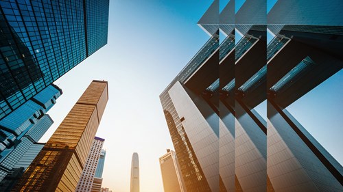 Moderne Bürogebäude im Finanzdistrikt Private Equity